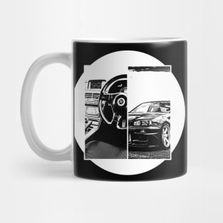 NISSAN SKYLINE GT-R R34 Black 'N White 5 (Black Version) Mug